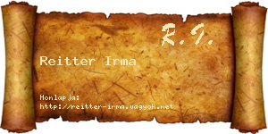 Reitter Irma névjegykártya